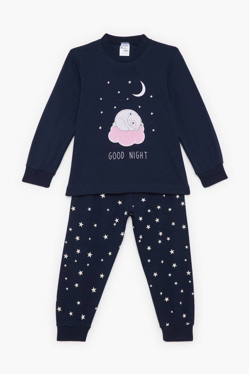 Children's pajamas for girl PRETTY BABY 69214 BLUE DROPS