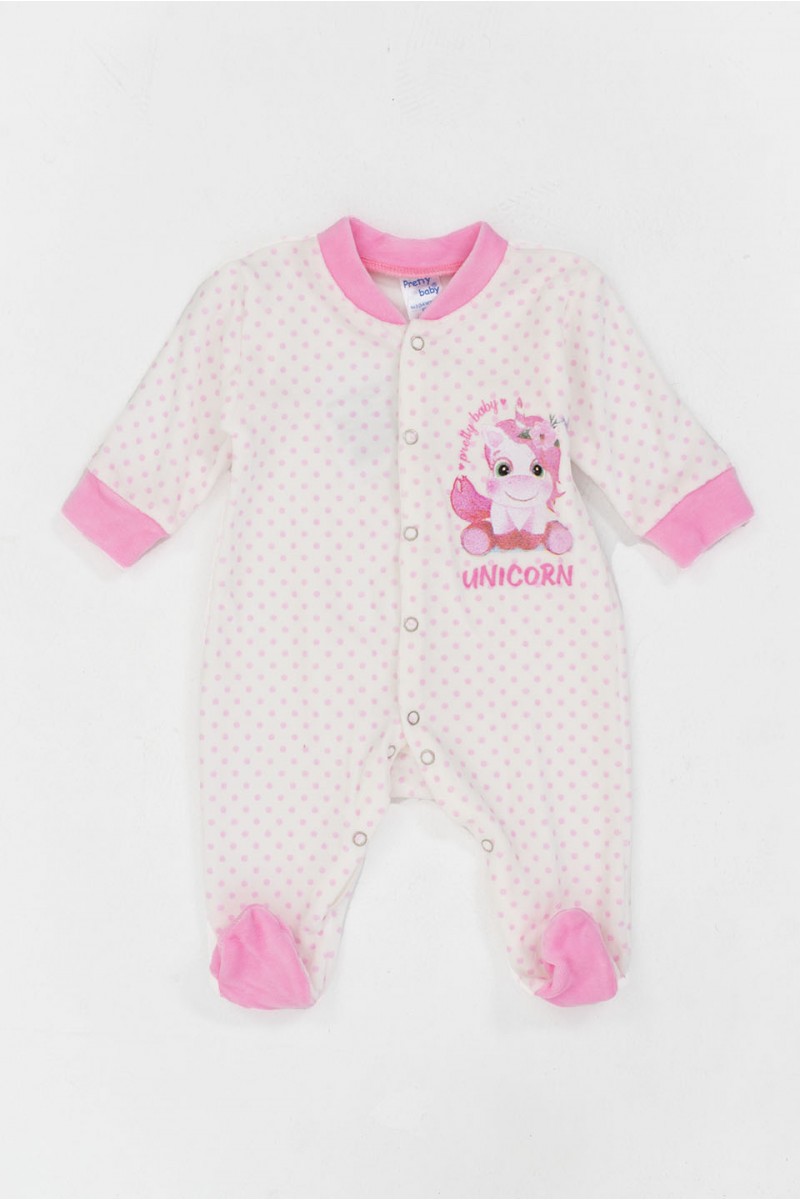 Pretty Baby Velours-Baby-Strampler für Mädchen 35773 WEISS
