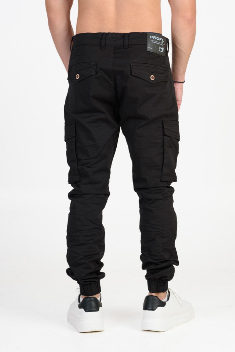 Men's Cargo PROFIL pants with elastic 380 BLACK