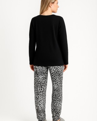 DAMEN PYJAMA LEOPARD HOSE ENTSPANNEN 3225019