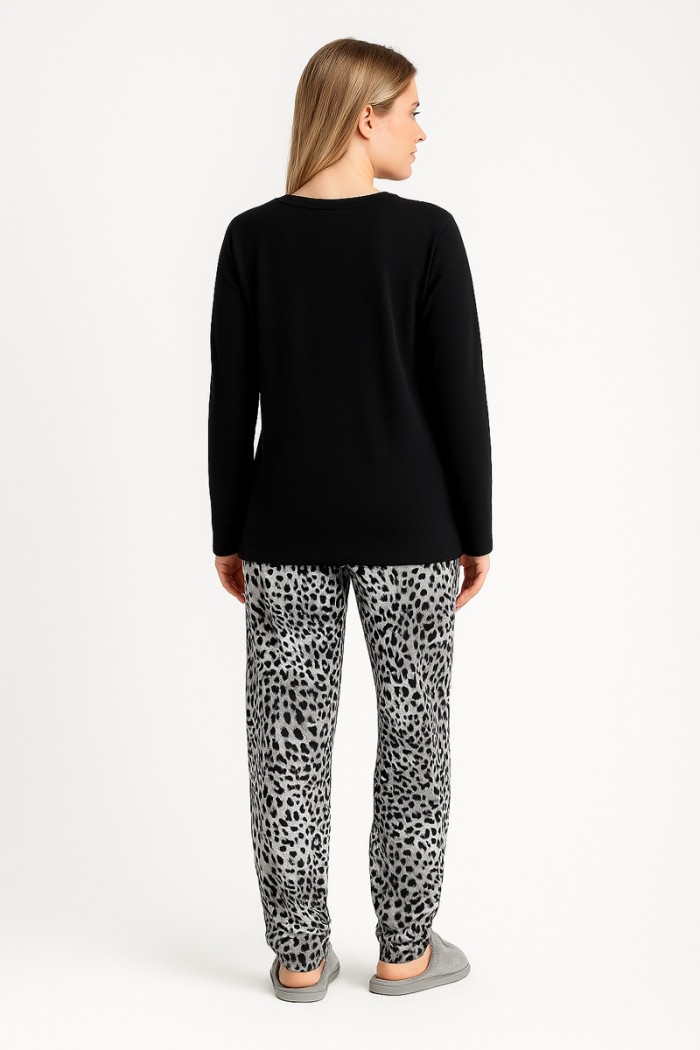 DAMEN PYJAMA LEOPARD HOSE ENTSPANNEN 3225019