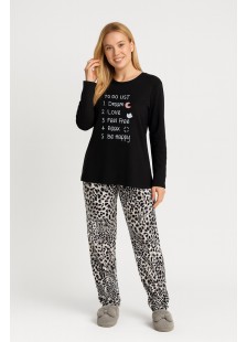 DAMEN PYJAMA LEOPARD HOSE ENTSPANNEN 3225019 DAMEN PYJAMA LEOPARD HOSE ENTSPANNEN 3225019