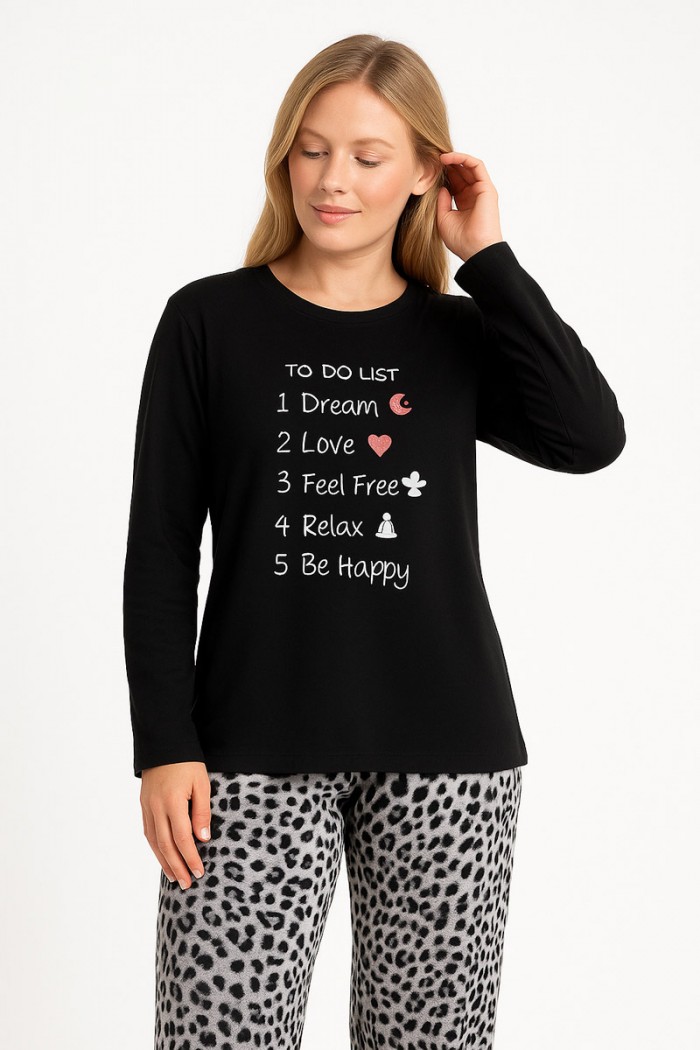 DAMEN PYJAMA LEOPARD HOSE ENTSPANNEN 3225019