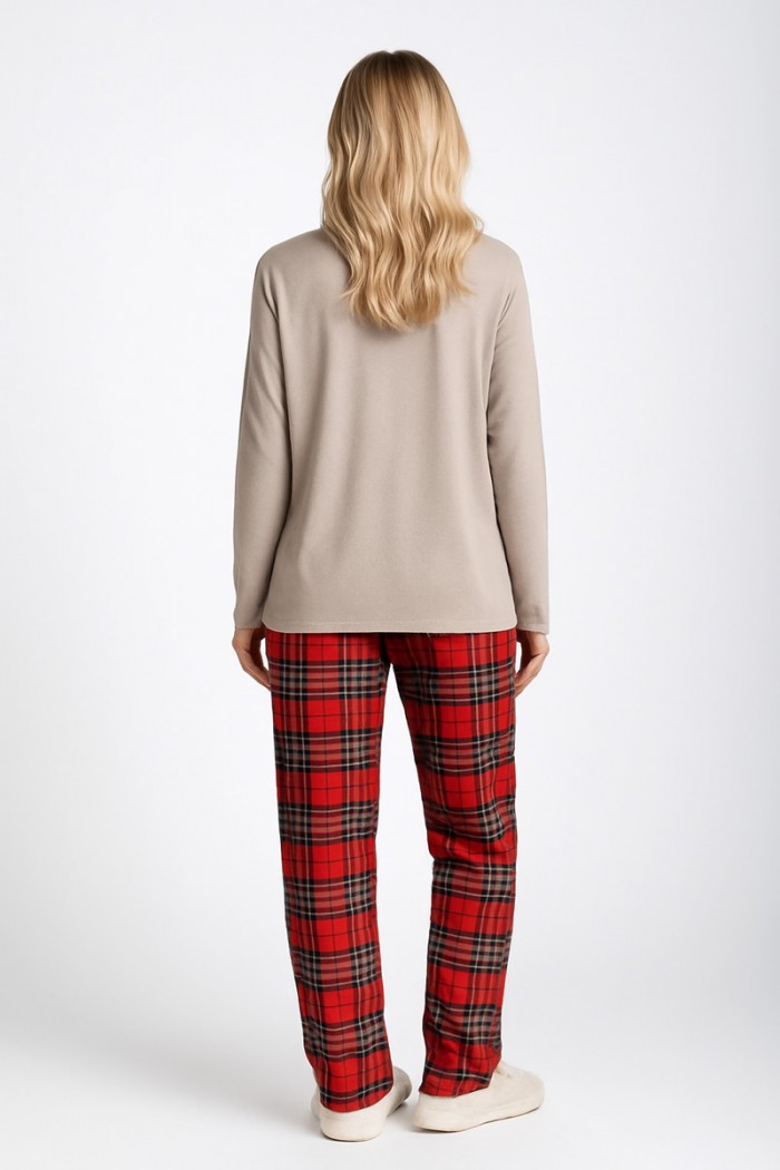 DAMENPYJAMA MIT KARIERTER HOSE RELAX 3225111