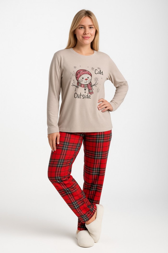 DAMENPYJAMA MIT KARIERTER HOSE RELAX 3225111