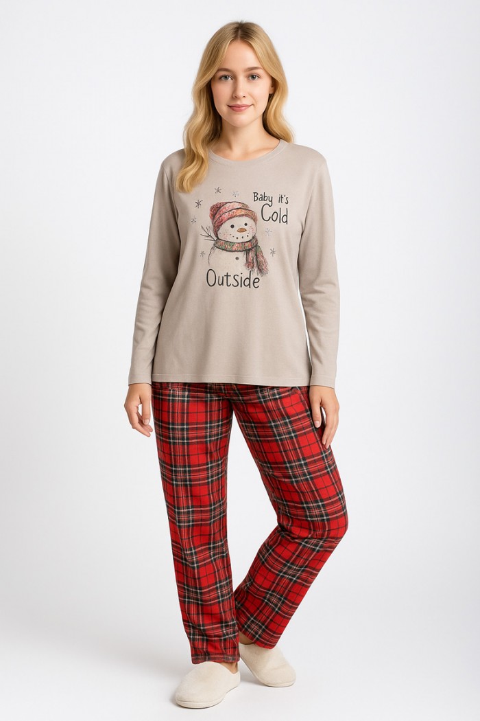 DAMENPYJAMA MIT KARIERTER HOSE RELAX 3225111