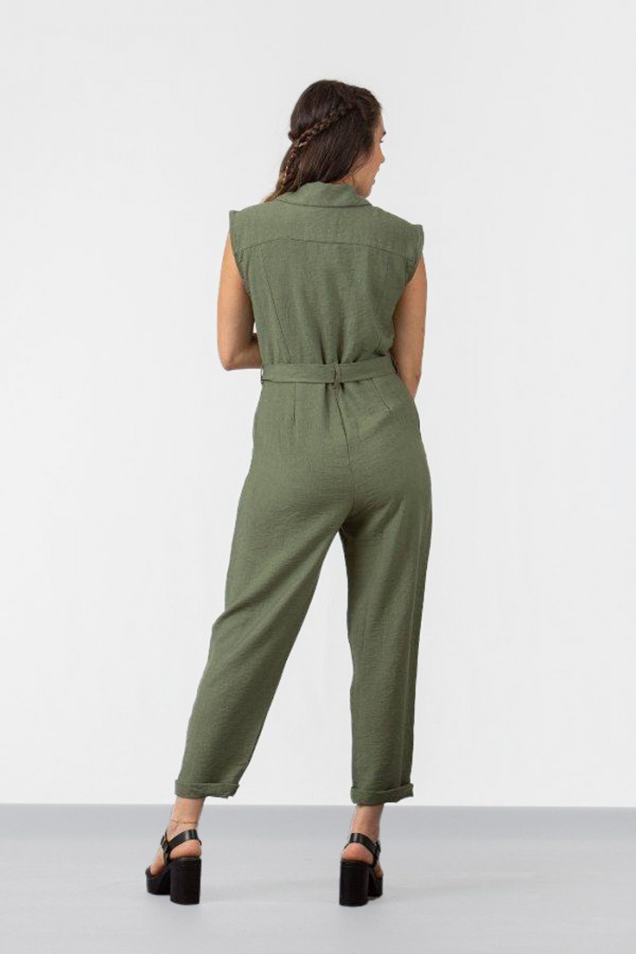 Leinen-Overall mit Kragen SIMPLE FASHION 24-645