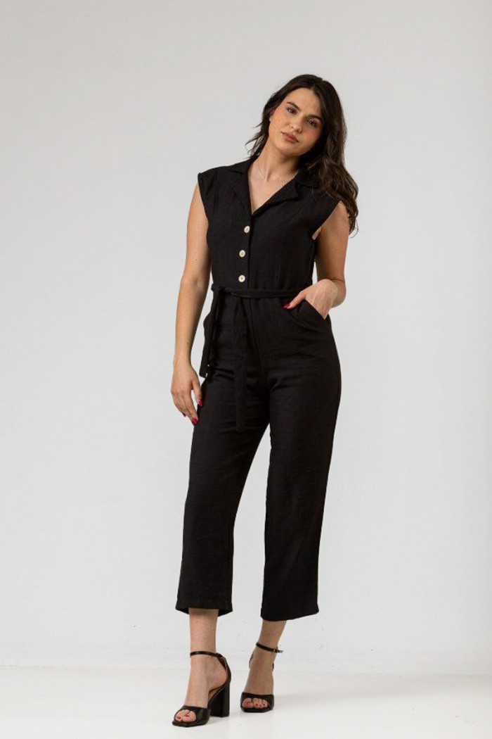 Leinen-Overall mit Kragen SIMPLE FASHION 24-645