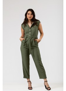 Leinen-Overall mit Kragen SIMPLE FASHION 24-645