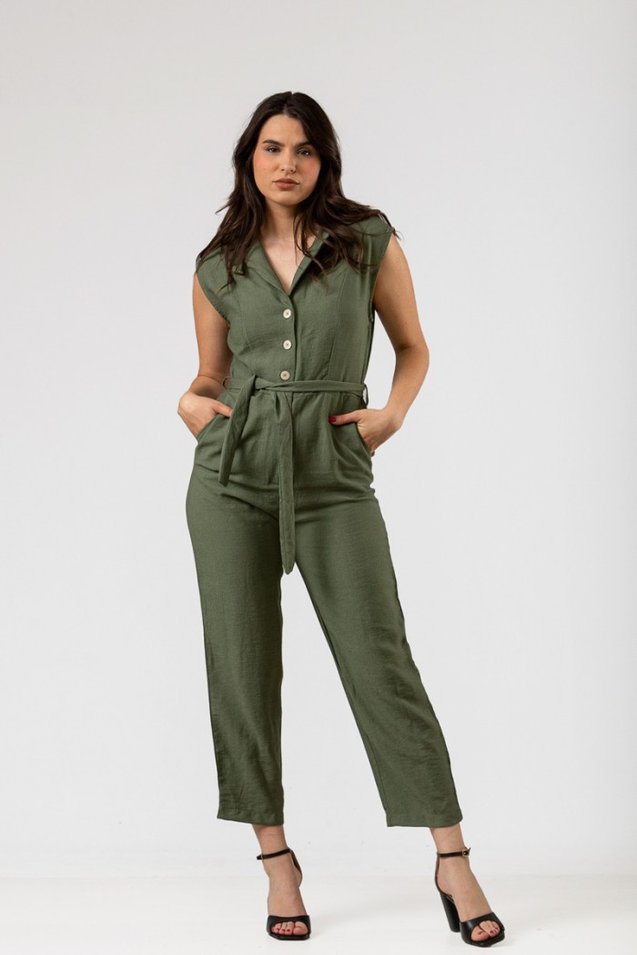 Leinen-Overall mit Kragen SIMPLE FASHION 24-645