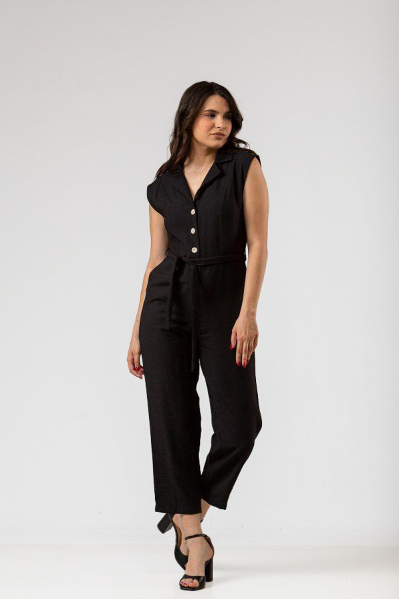 Leinen-Overall mit Kragen SIMPLE FASHION 24-645