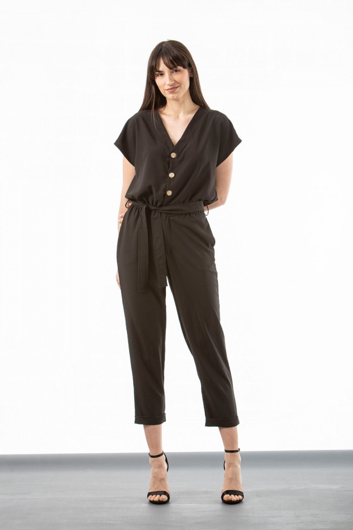 SIMPLE Jumpsuit aus Crêpe mit Knöpfen 607