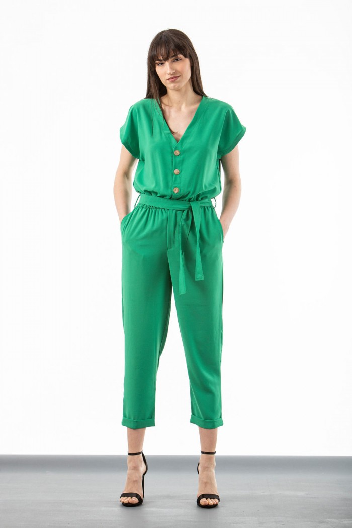SIMPLE Jumpsuit aus Crêpe mit Knöpfen 607