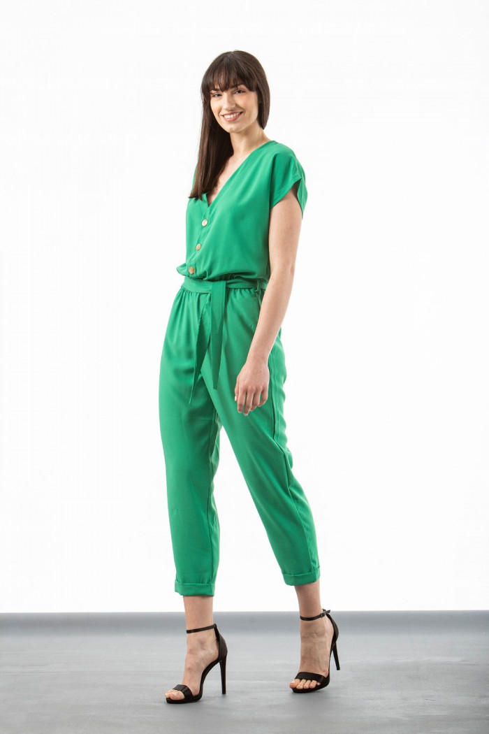 SIMPLE Jumpsuit aus Crêpe mit Knöpfen 607