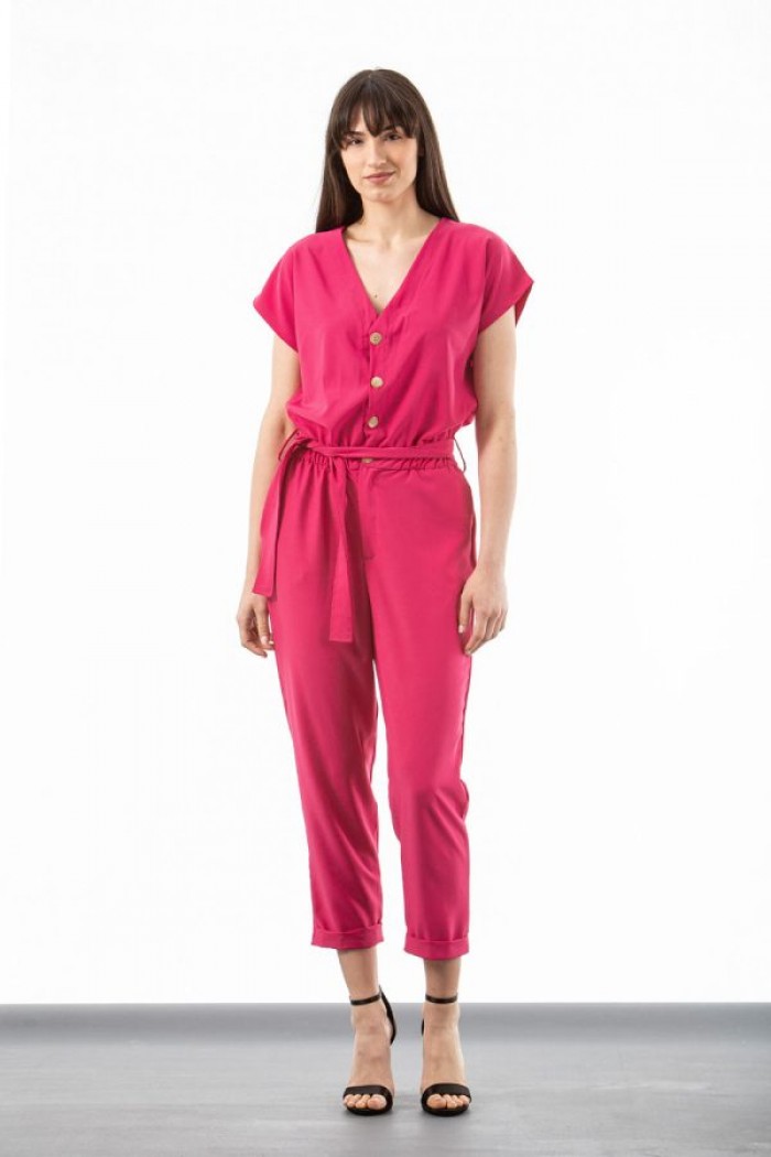 SIMPLE Jumpsuit aus Crêpe mit Knöpfen 607