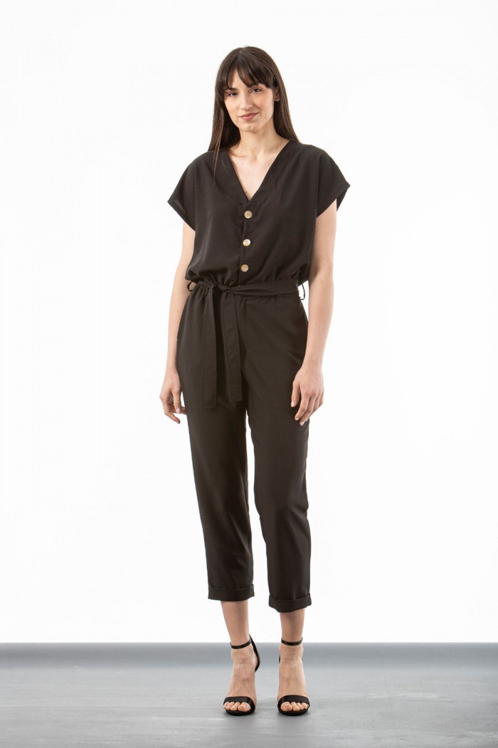 SIMPLE Jumpsuit aus Crêpe mit Knöpfen 607