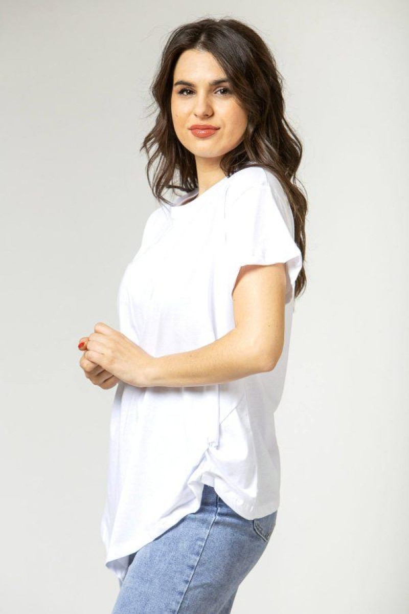 Baumwoll-Knotenbluse für Damen SIMPLE FASHION 24-145