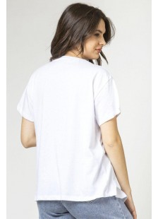 Baumwoll-Knotenbluse für Damen SIMPLE FASHION 24-145