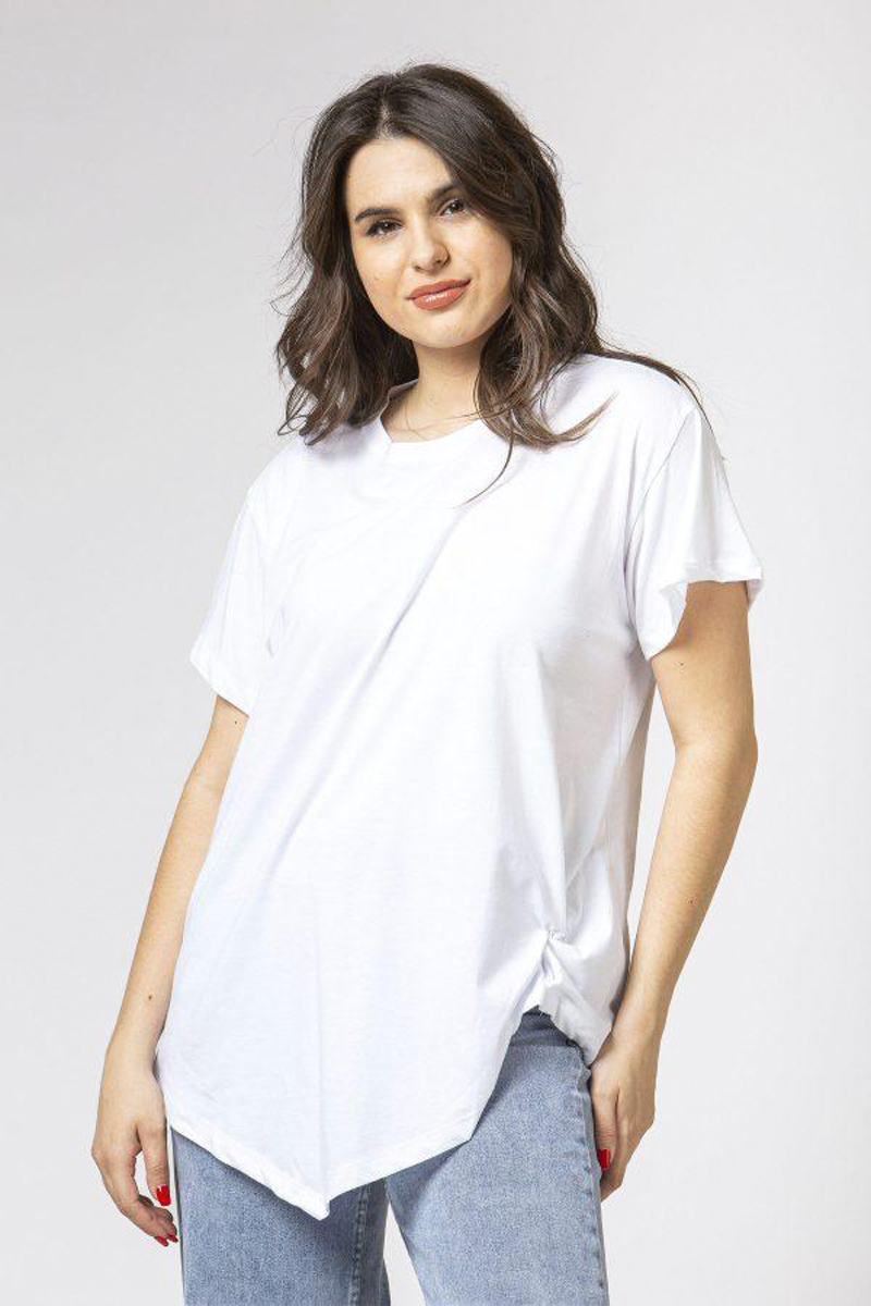 Baumwoll-Knotenbluse für Damen SIMPLE FASHION 24-145
