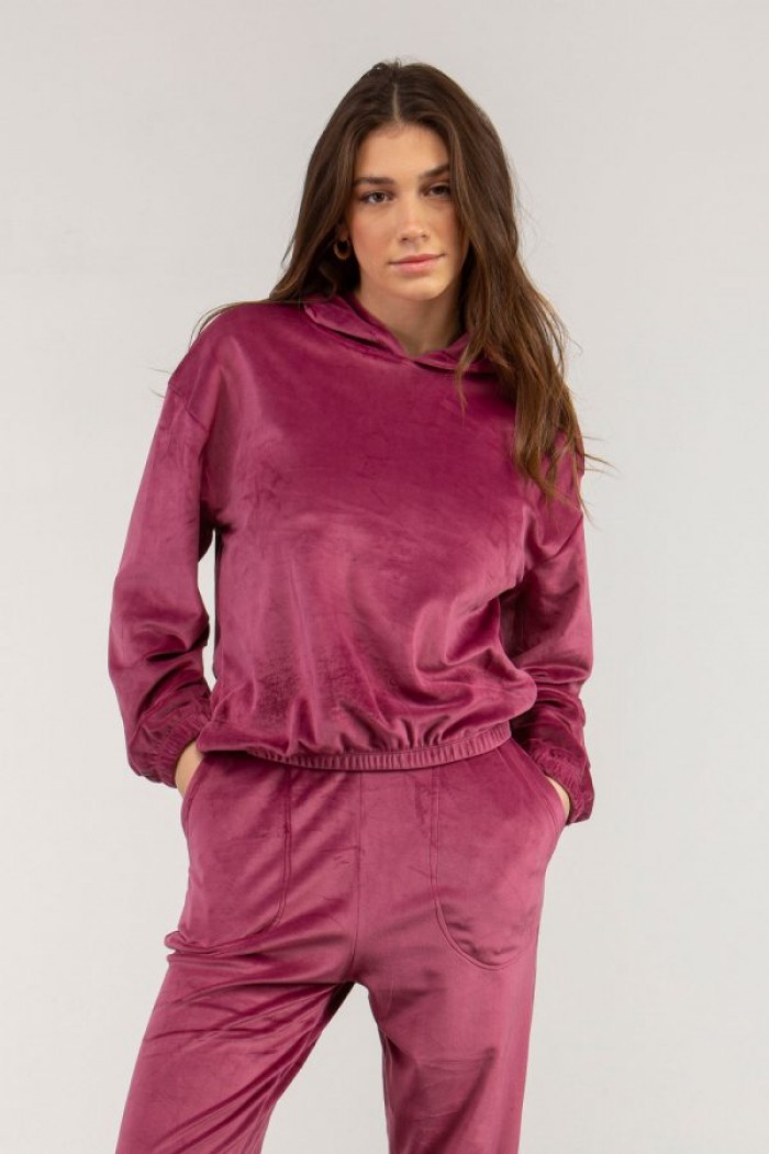 Samtbluse mit Kapuze SIMPLE FASHION 22-1057