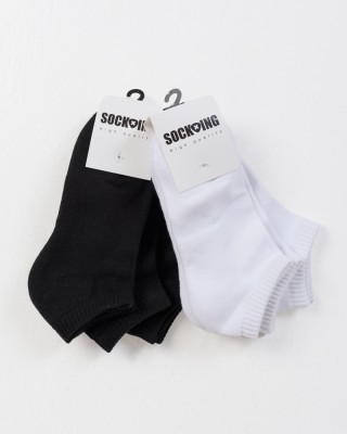 Short Sports Socks SOCKING 3 Pack WHITE BLACK 4445