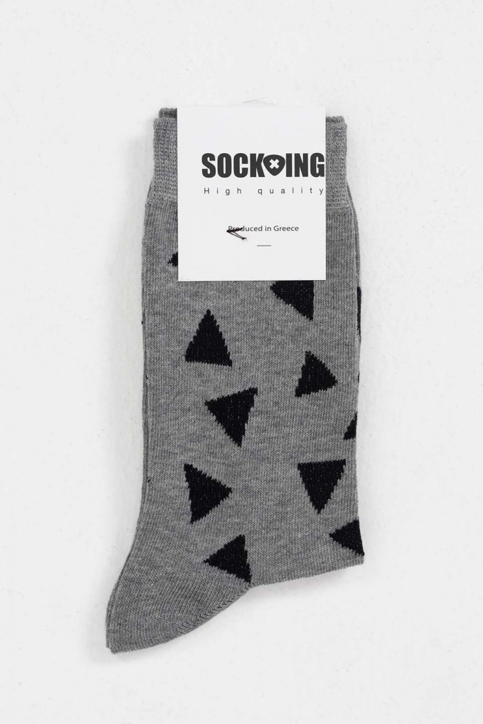 Women's Thin Triangle Socks Grey and Black