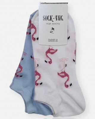 Damen Kurzsocken SOCK-ING FLAMINGO Weiß