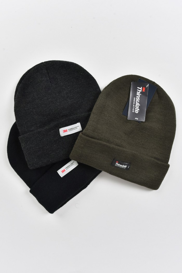 Strickmütze UNISEX THINSULATE - Khaki und Schwarz