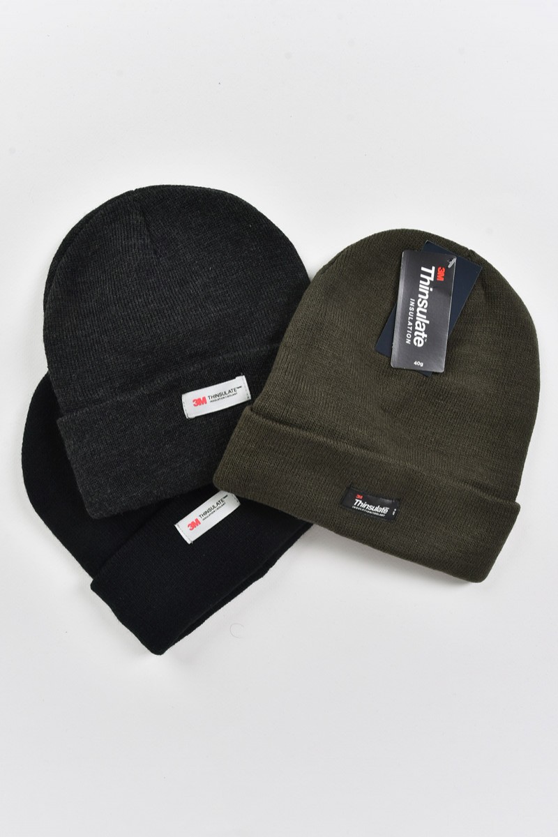 Knitted beanie UNISEX THINSULATE - Khaki and Black