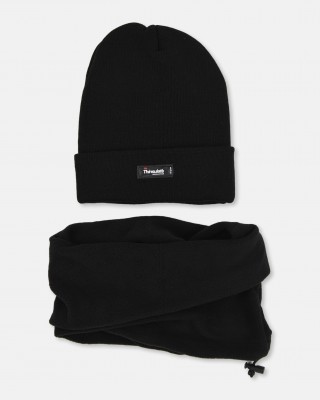 Black Beanie Set with Neckline - STAMION