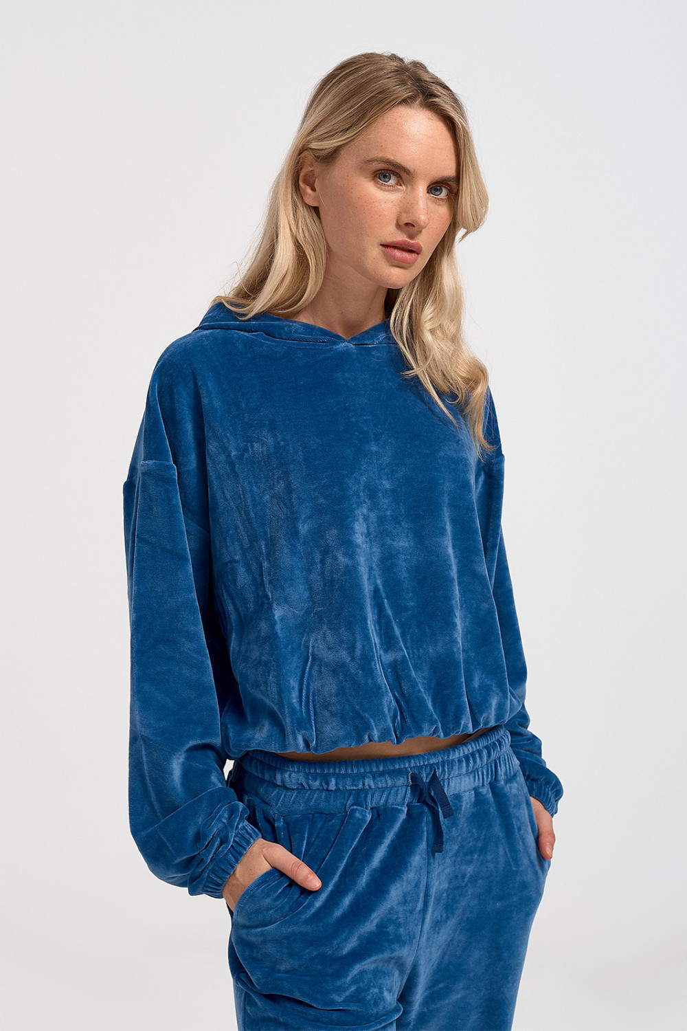 Velvet blouse women's TRAX Blue 44403