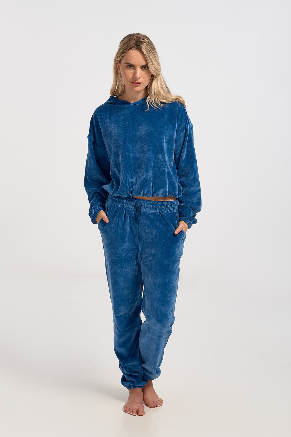 Velvet blouse women's TRAX Blue 44403