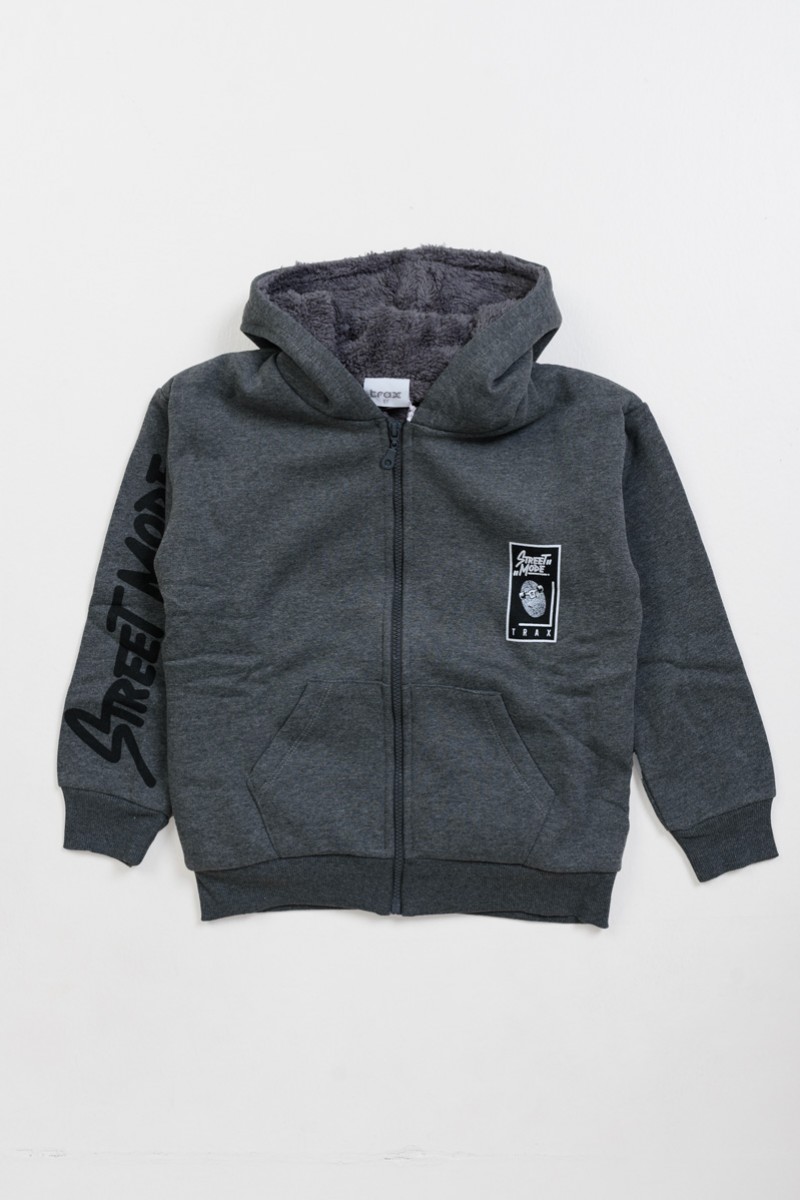 Sweatshirt Jacket with inner fur TRAX 44860 MOSS