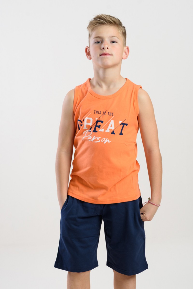 Sleeveless Summer set for boys TRAX 45372 PORTOOKALI