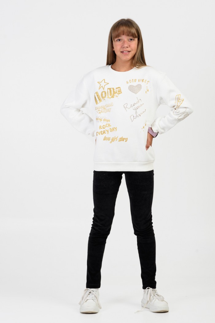 Velvet overalls set girl TRAX 46646 EKROU