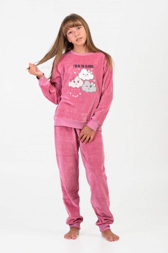 Velvet Pajama for girl TRAX DREAM CLOUDS 46696