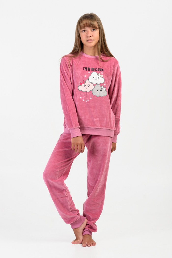 Velvet Pajama for girl TRAX DREAM CLOUDS 46696