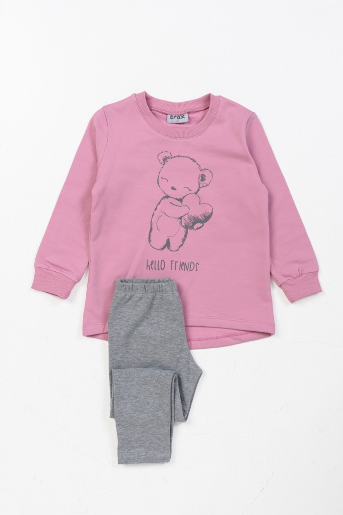 Winter sweatshirt set girl TRAX 46703 ROSE