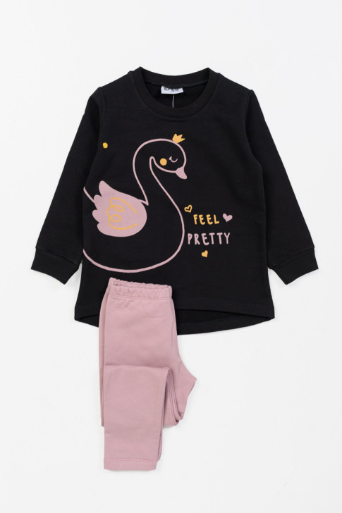 Winter sweatshirt set girl TRAX 46706 BLACK