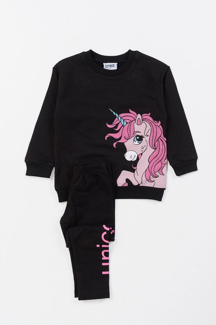 TRAX 46765 BLACK girl's overalls set