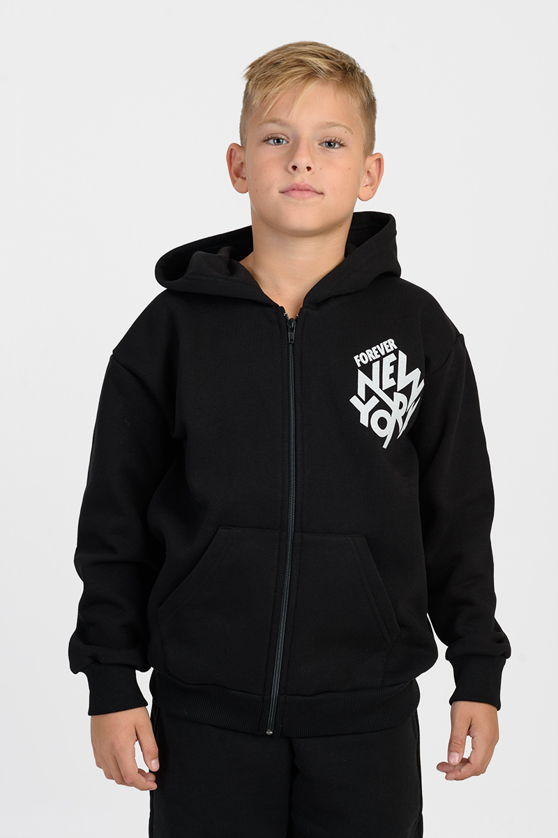 Sweatshirt Jacket with hood for boy TRAX 46857 BLACK