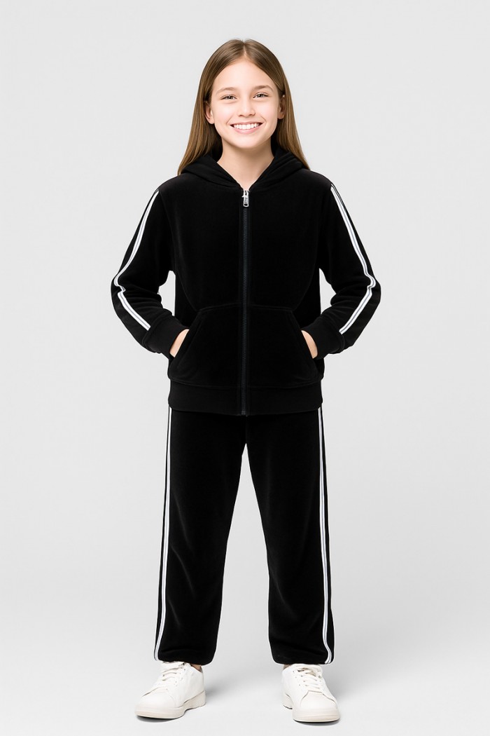 Velvet overalls set girl TRAX 48656 BLACK