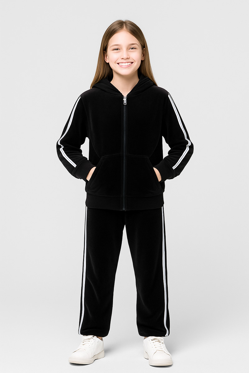 Samt-Overall-Set Mädchen TRAX 48656 SCHWARZ