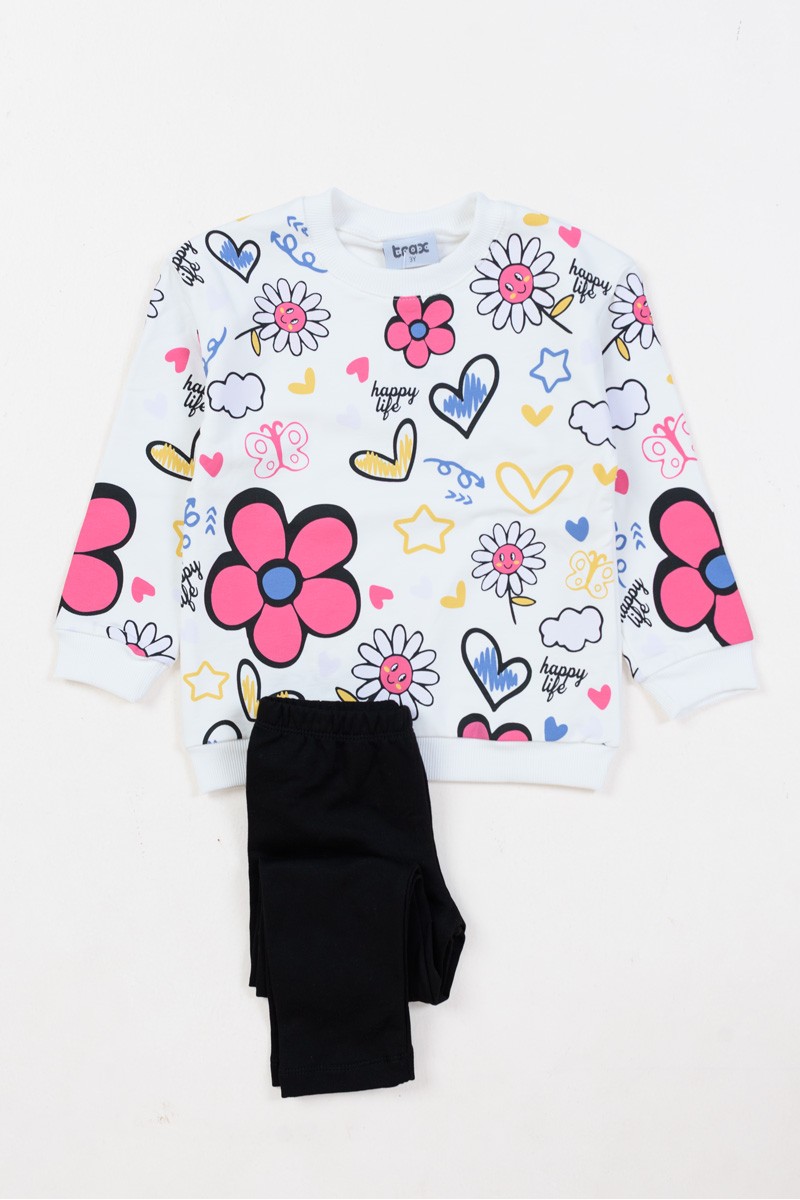 Kinderset mit Leggings Mädchen TRAX 48708 EKROU Kinderset mit Leggings Mädchen TRAX 48708 EKROU
