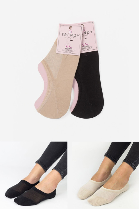 Damen Ballerina-Socken TRENDY Beige und Schwarz