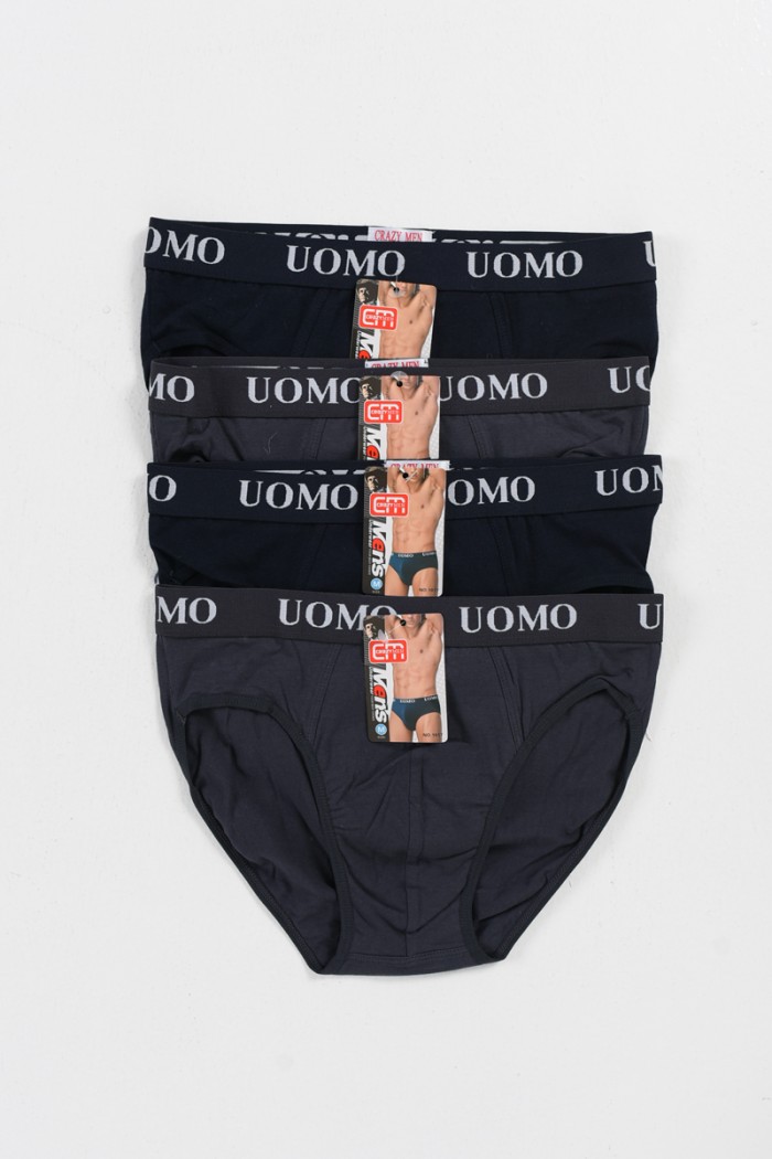 Men's UOMO Briefs 4 Pack Blue and Grey