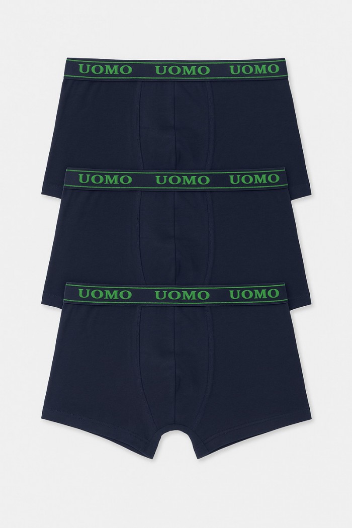 Teenage Boxershorts UOMO Boy 3 Stück Blau Dunkelblau