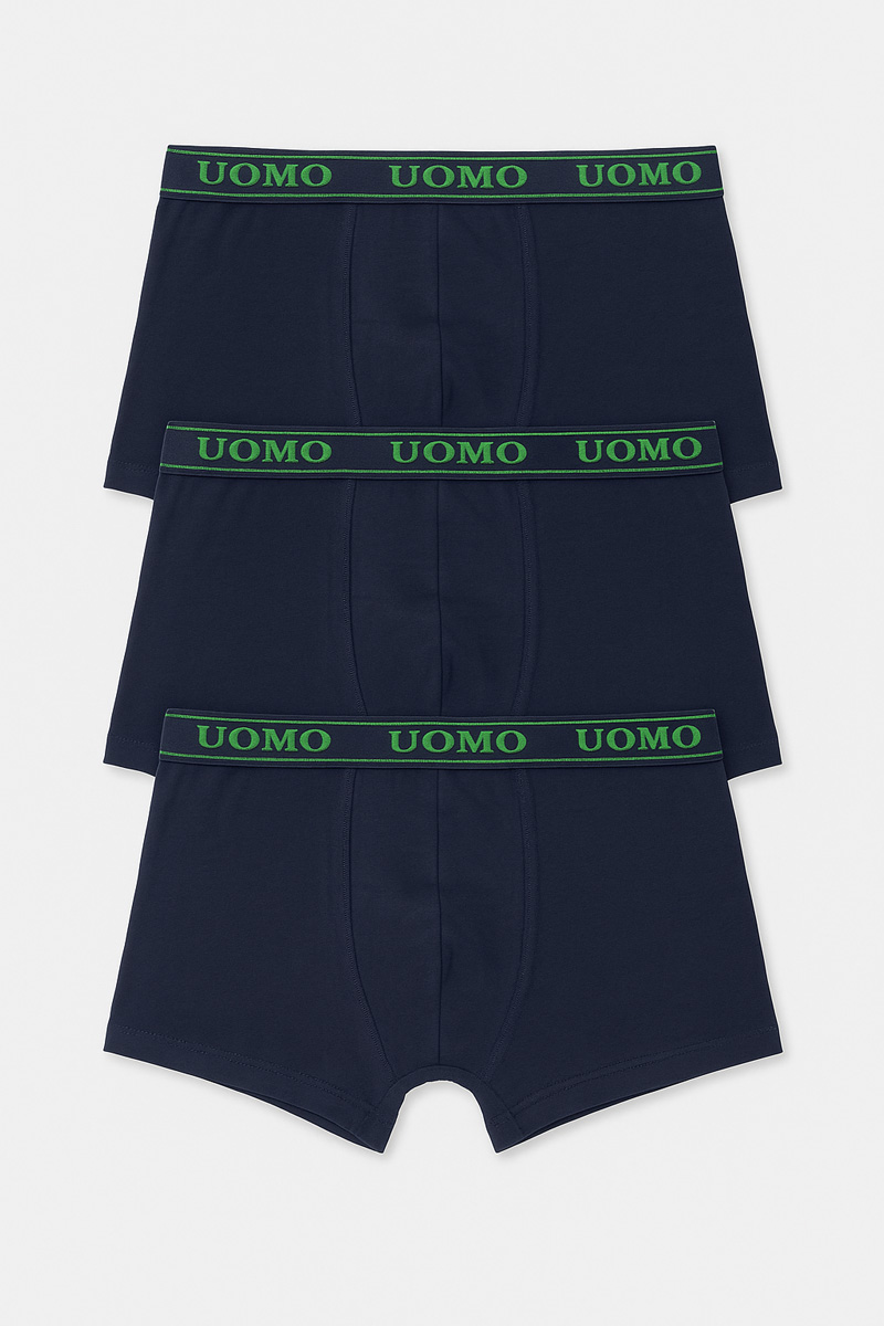 Teenage boxers UOMO Boy 3 pieces Blue Dark Blue