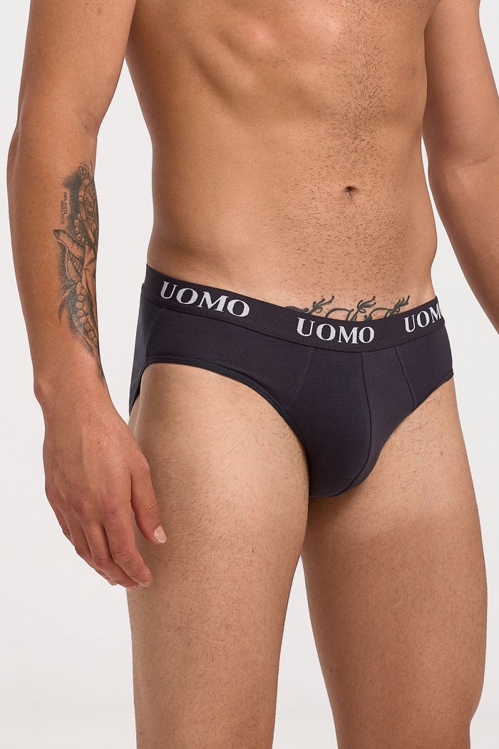 Mens UOMO Briefs 4 Pack Blue and Grey