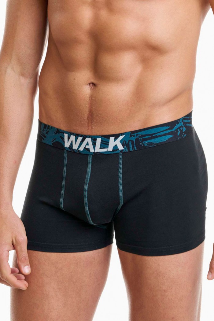Herrenunterwäsche WALK Boxershorts 2 PACK W1762-4_0287 BLACK PETROL